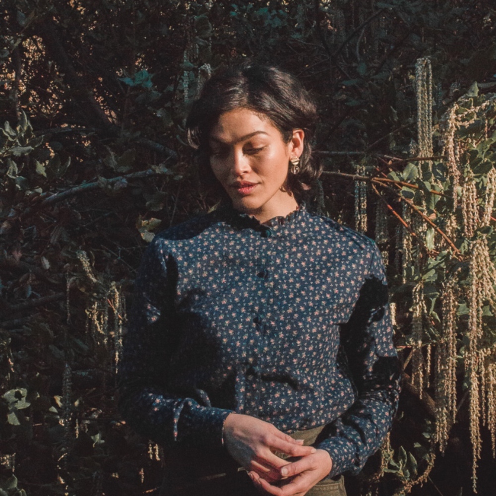 Navy Calico Lilly Blouse